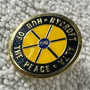 5/$35 Vintage Rycroft Alta Hub Of The Peace Enamel Souvenir Pin